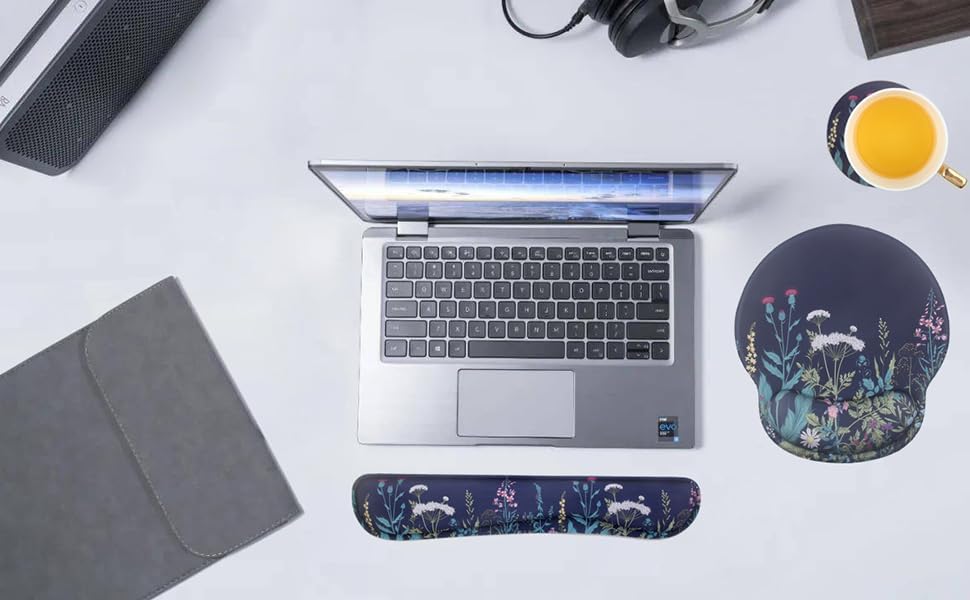 3-in-1 Handgelenkauflage Set, Mauspad mit Gelkissen+Handballenauflage Tastatur+Untersetzer,Ergonomis