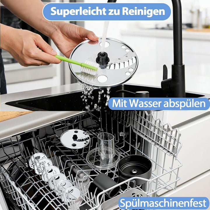 Käsereibe, Gemüsereibe, Salatschneider, elektrischer Gemüseschneider mit 6 verschiedenen Klingen, Ge