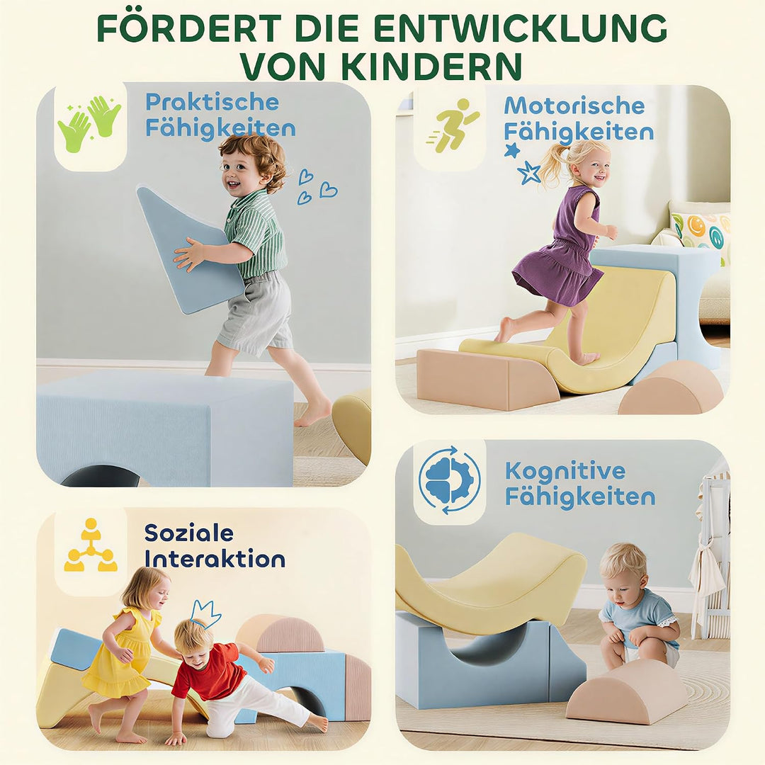 AIYAPLAY Schaumstoff Bausteine 5er-Set Softbausteine Grossbausteine Blau | Kinder, Klettern, Riesenb