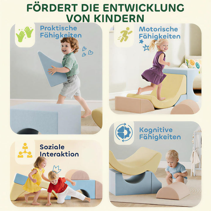 AIYAPLAY Schaumstoff Bausteine 5er-Set Softbausteine Grossbausteine Blau | Kinder, Klettern, Riesenb
