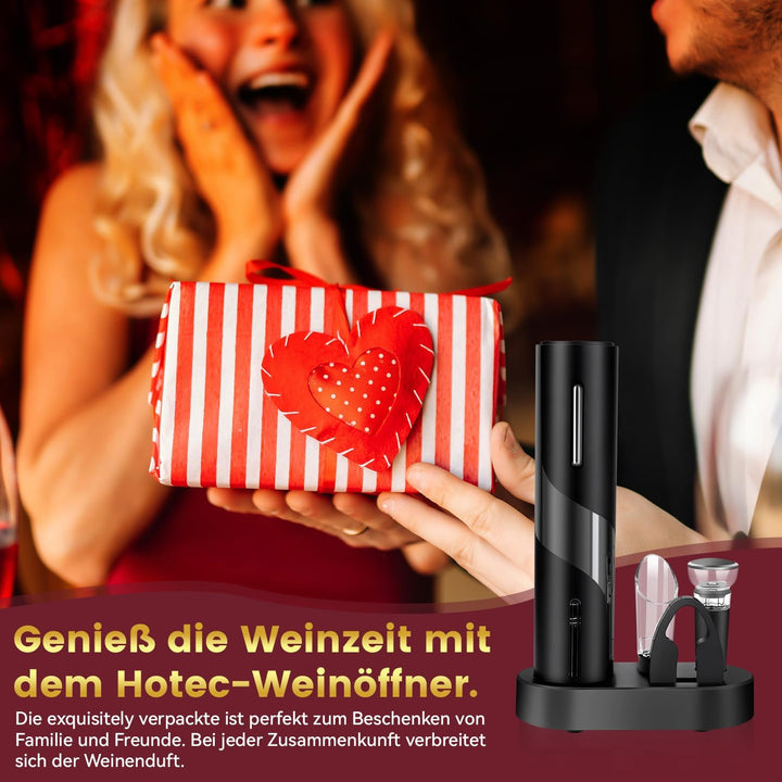 Hotec Korkenzieher Elektrisch, Weinflaschenöffner Set, Automatischer Flaschenöffner, Geschenkidee We