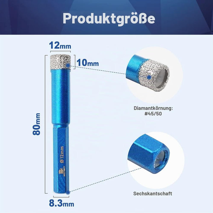 Diamant Trockenbohrer Fliesenbohrer 12mm - BRSCHNITT Sechskant-Schaft fliesenbohrer set Lochsäge für