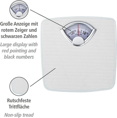 WENKO Personenwaage mechanisch, präzise, analoge Körperwaage mit grosser Skala und Rutschfester Trit