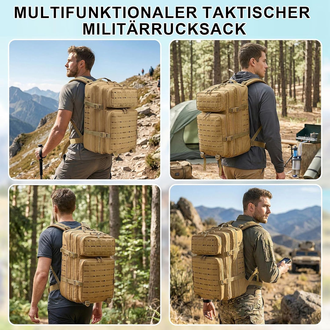 SHANNA Trekkingrucksack, Wanderrucksäcke Militärrucksack 45L Armee Rucksack MOLLE Assault Pack Takti