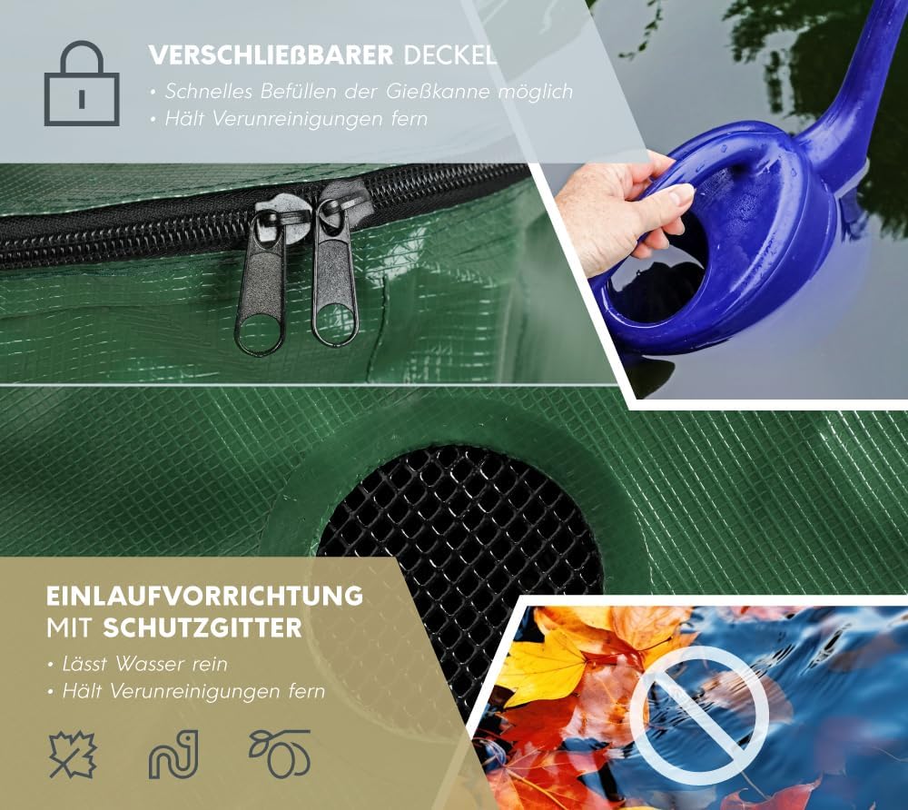 WESTMANN Faltbare Regentonne | 250 Liter Grün | Regenwassertank & Regenfass zum Sammeln von Regenwas