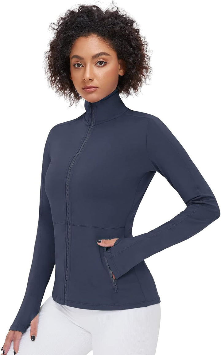 VUTRU Damen Laufjacke Hoher Kragen Leicht Sportjacke Langarm Yoga Shirt Fitness Jacke Atmungsaktive