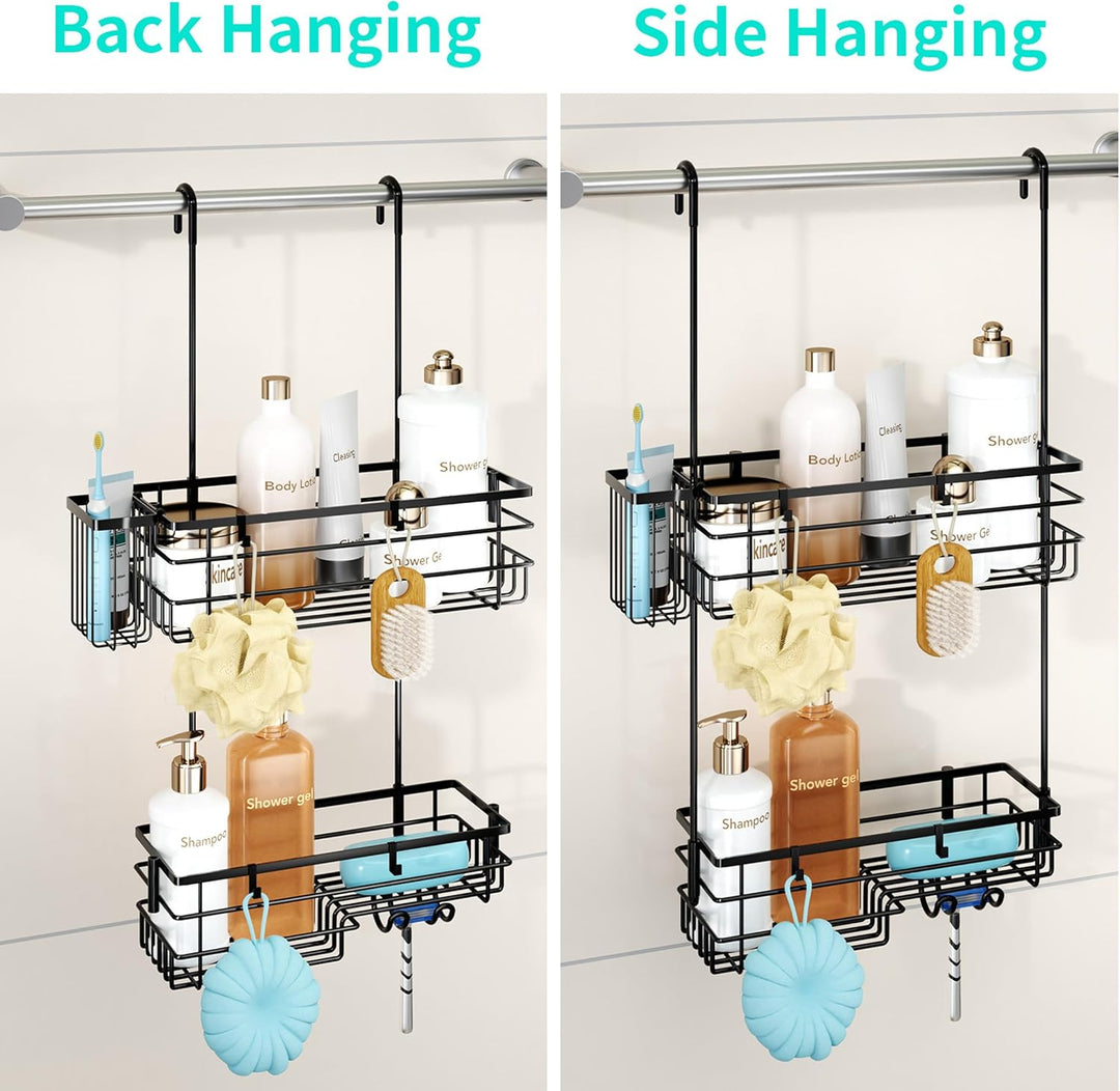 HapiRm Duschregal zum Hängen Duschablage Hängend - 2-Tier Duschablage zum Hängen mit Haken und Zahnb