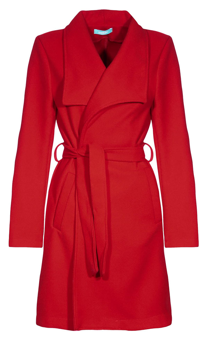 malito – Damen Trenchcoat einfarbig mit Gürtel & Taschen – klassischer Mantel für Herbst & Winter –