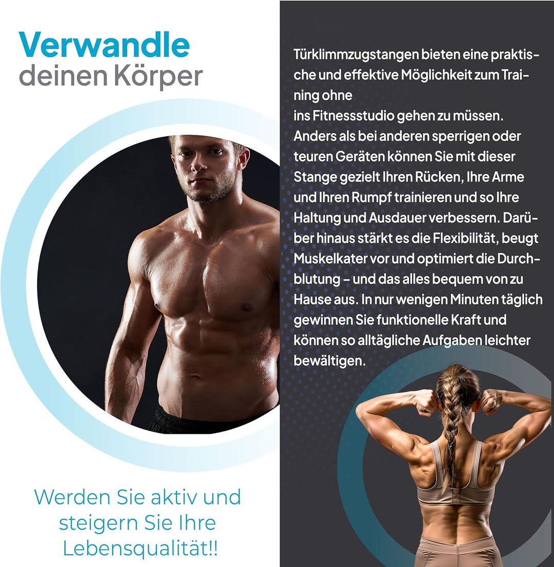OcioDual Klimmzugstange Türrahmen Schraubenlose, Klimzugststange für Tür + Suspension-Trainingsgurte