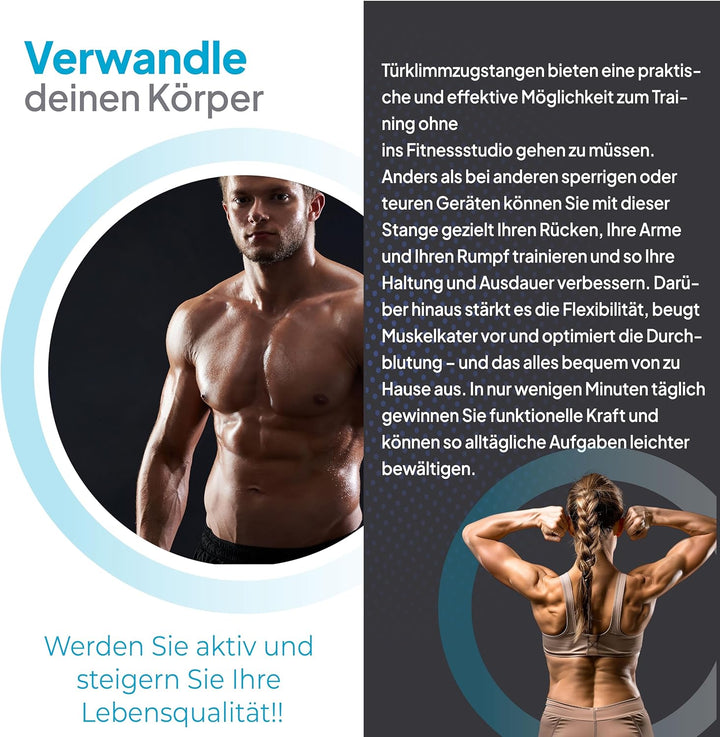 OcioDual Klimmzugstange Türrahmen Schraubenlose, Klimzugststange für Tür + Suspension-Trainingsgurte