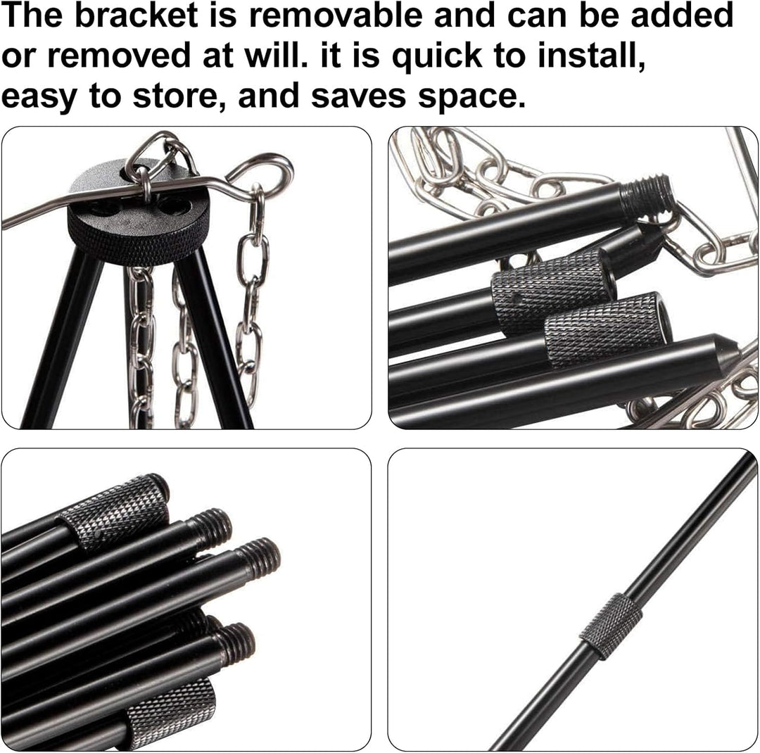 Kochen Stativ im Freien, BBQ Dreibein, Grillgeräte Campinggrills mit Kette und Haken, zum Kochen, Tr