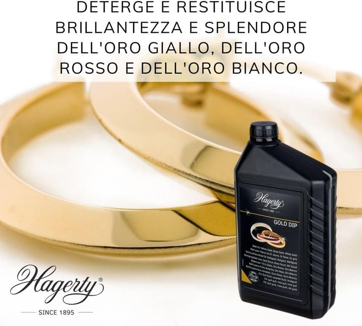 Hagerty Gold Dip 2L I Gold Clean Goldbad I Effektives Schmuck-Tauchbad zur Reinigung von Gelbgold We