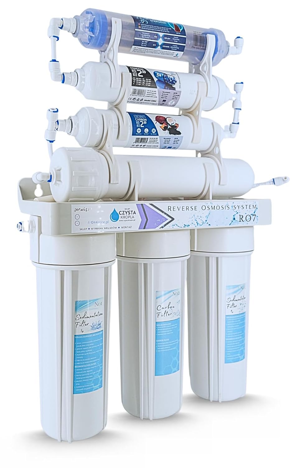 Czysta Kropla 7-Stufen Umkehrosmose Wasserfilter mit Mineralisierung Ionisator und 12 Liter Tank Unt