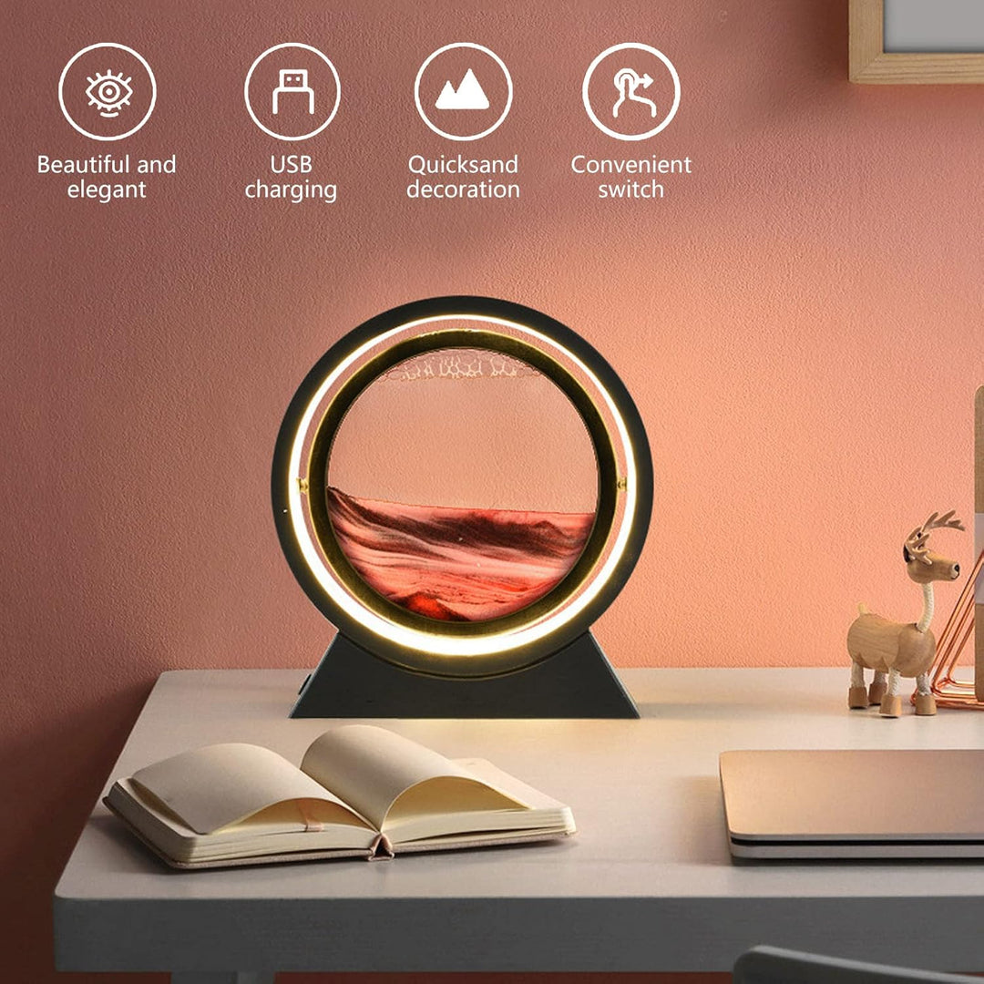 kyaoayo Sandbild Zum Drehen mit LED Nachtlicht，10" Dynamisch 3D Sandbilder zum Drehen，Tiefsee Sandbi