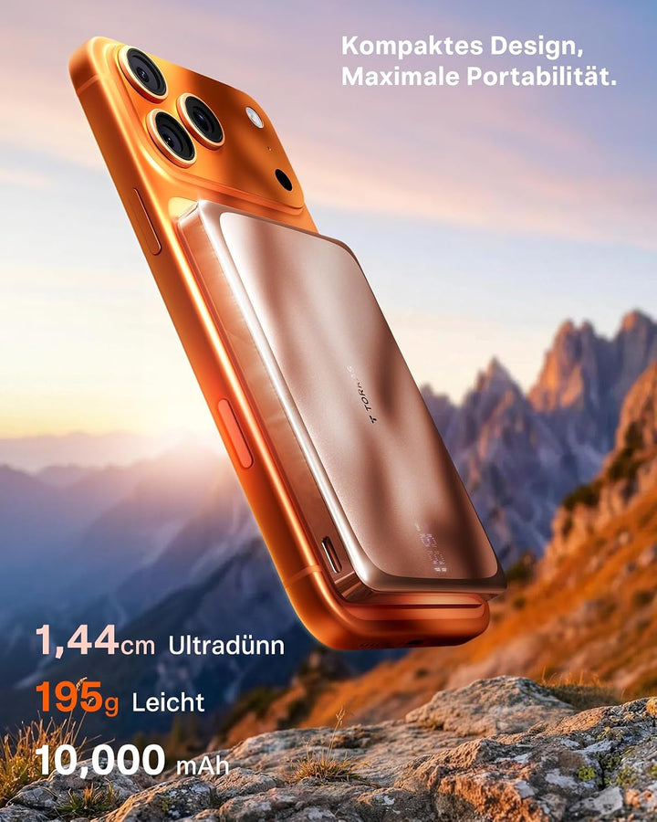 TORRAS MiniMag Pro Ultra Slim Powerbank 10000mAh, Magnetische Power Bank für Magsafe, Semi-Solid-Sta