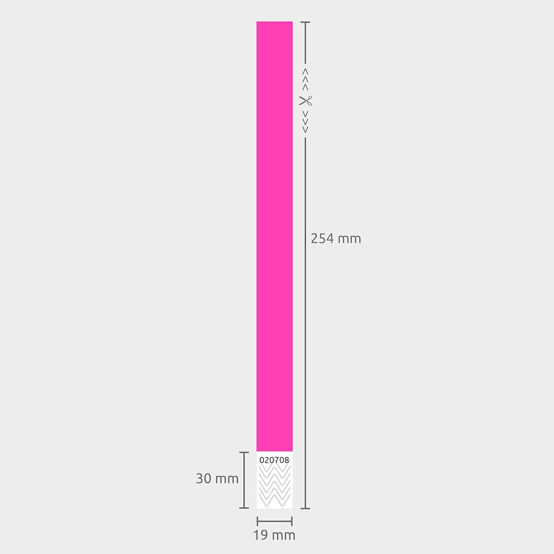linie zwo ®, 1000 Stück Einlassbänder/Securebänder Tyvek ® 19 x 254 mm, Neonpink, Neonpink