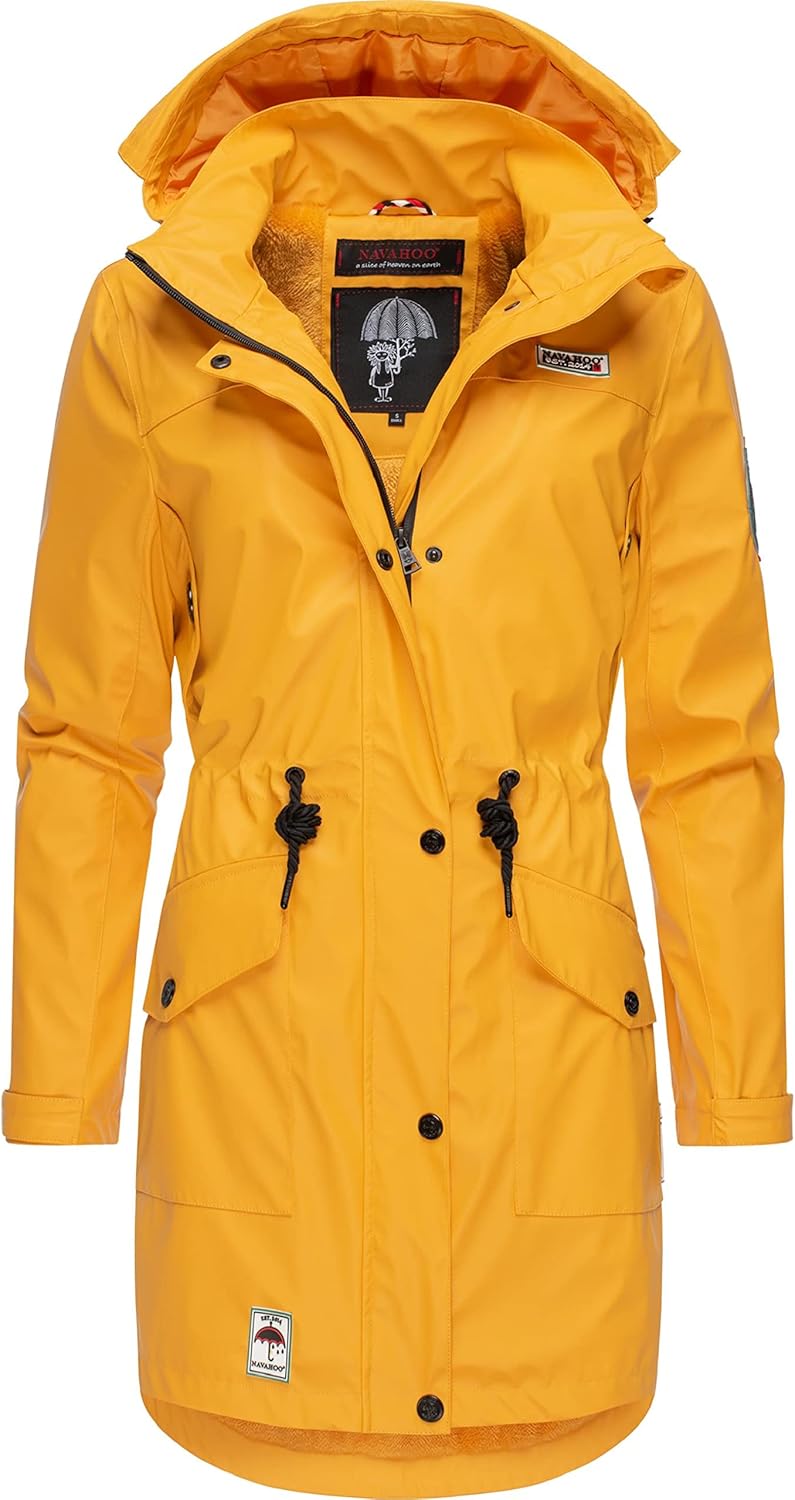 Navahoo Damen wasserdichter gefütterter Regenmantel Deike XS Amber Yellow, XS Amber Yellow