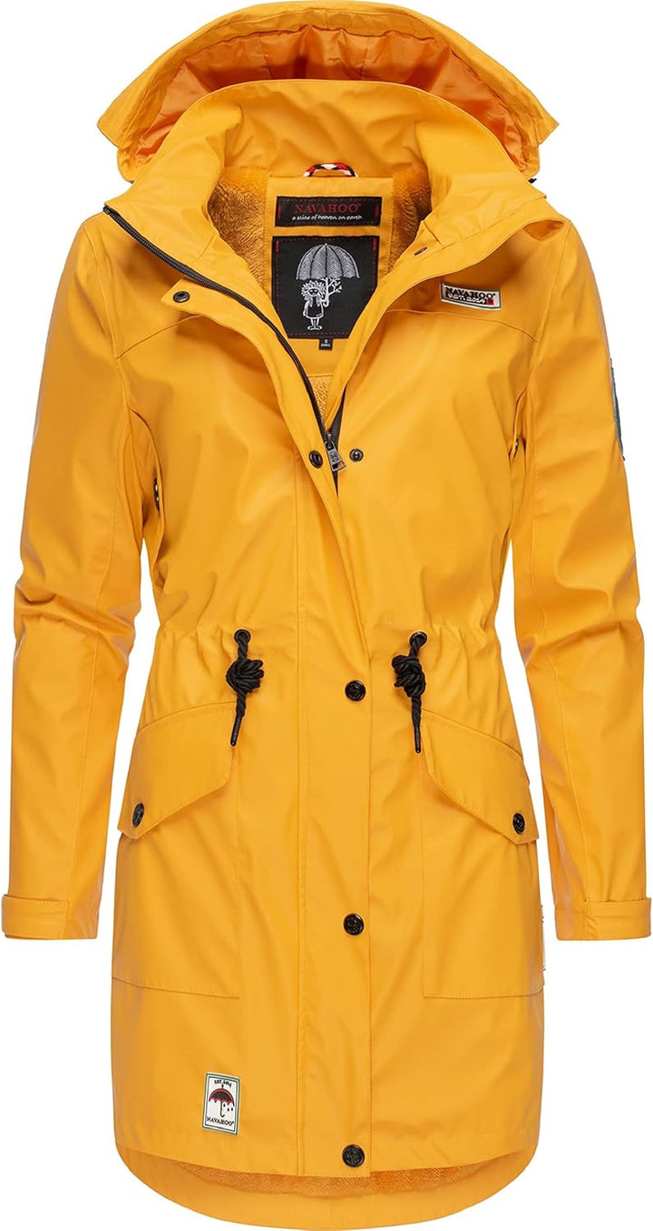 Navahoo Damen wasserdichter gefütterter Regenmantel Deike XS Amber Yellow, XS Amber Yellow