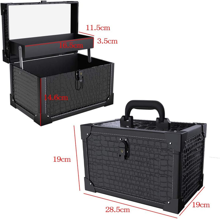 ANGNYA Kosmetikkoffer mit Spiegel Schminkkoffer Beauty Case 2 Ebenen mit Schlüssel elegant und klass