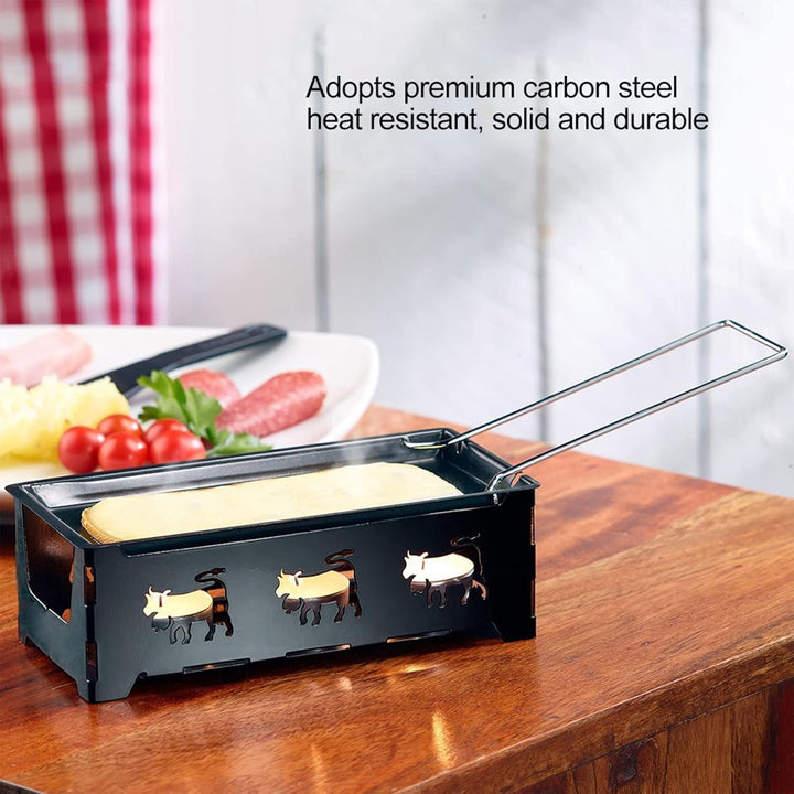 Kohlenstoffstahl,Tragbares Mini-Käse-Raclette-Set Mit Antihaftbeschichtung, Mit Kerze Beheizt, Leich
