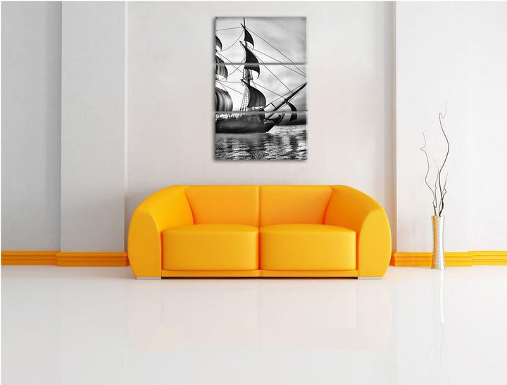 Pixxprint Altes Segelschiff 3Teiler 120x80 cm Leinwandbild Wandbild Kunstdruck