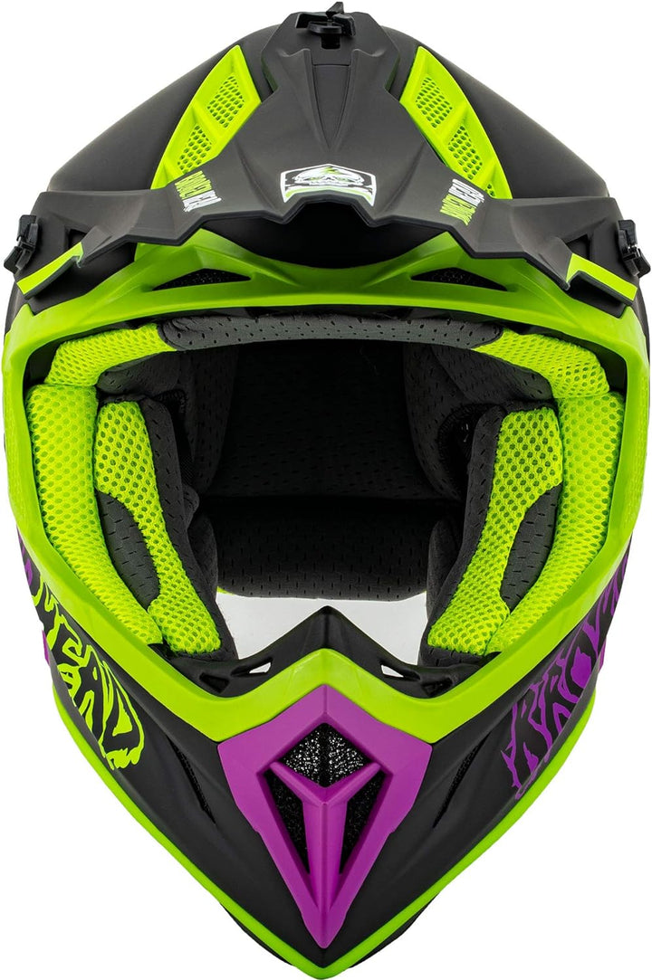 Broken Head MX Motocross-Helm The Hunter Light Grün-Pink – sehr Leichter Profi Cross-Helm XXL 63-64,