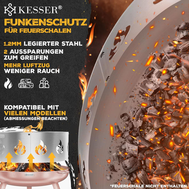 KESSER® Funkenschutz für Feuerschale Ø70cm aus legiertem Stahl 1,2mm Stahldicke kompatibel mit viele