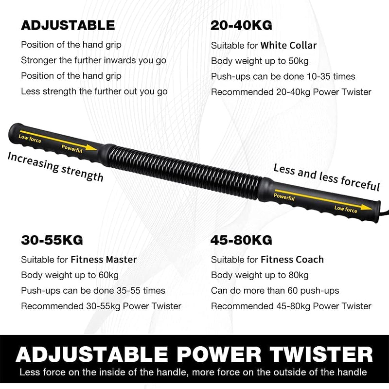 Power Twister Flexion Hantel, für Arme und Unterarme, Bizeps und Brustmuskulatur – Extender, Spannfe