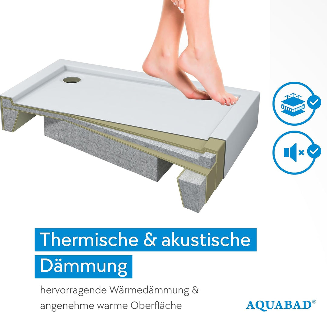 AQUABAD Duschwanne/Duschtasse | Ultima mit LeakProtect Technologie Smooth White 70x120cm Rechteck 70