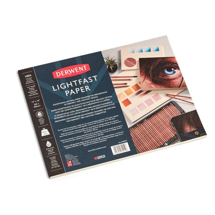Derwent Lightfast Papierblock 305 x 406 mm, 300 g/m², 20 Blatt Papier, Glatte heissgepresste Oberflä