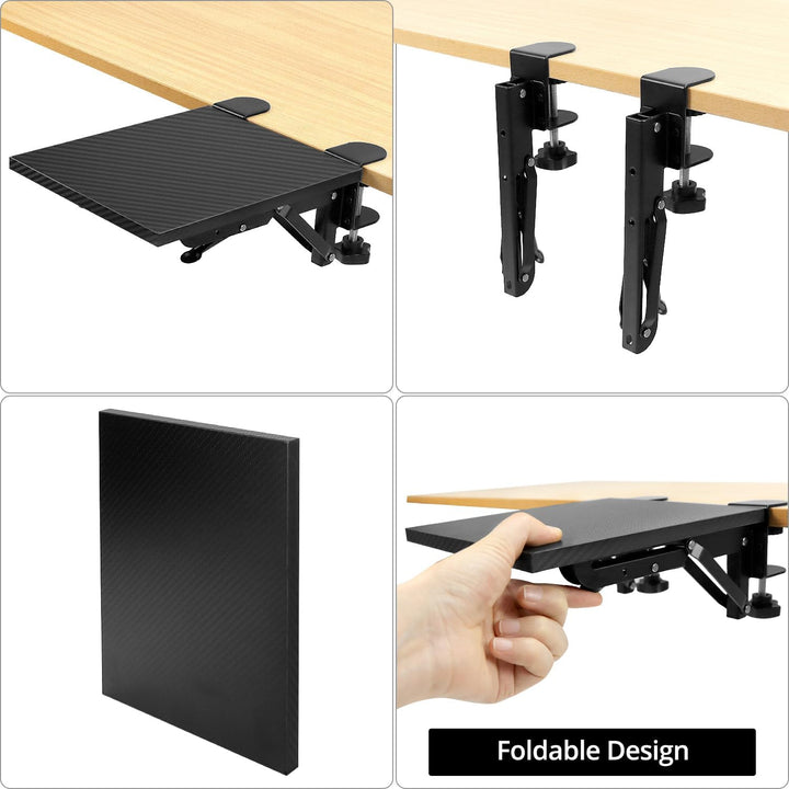 QWORK® armauflage schreibtisch extender, faltbare Schreibtischverlängerung, 20 x 24 cm, Klemmdesign,
