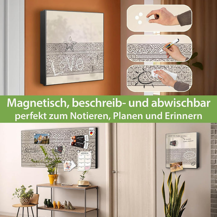 banjado Grosser Schlüsselkasten Metall - Schlüsselbox 30x30cm beschreibbarer mit 32 Haken - Schlüsse