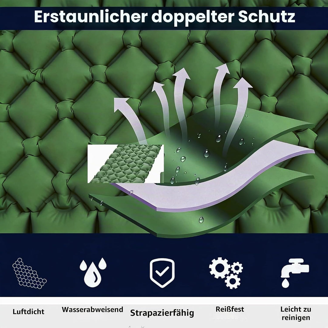 Isomatte Camping Schlafmatte, Aufblasbare Isomatte Ultraleicht, Sleeping Isomatte mit Kissen &amp; Fussp