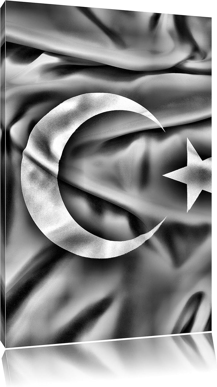Pixxprint Turkey Flag, Türkei Flagge / 100x70cm Leinwandbild bespannt auf Holzrahmen/Wandbild Kunstd