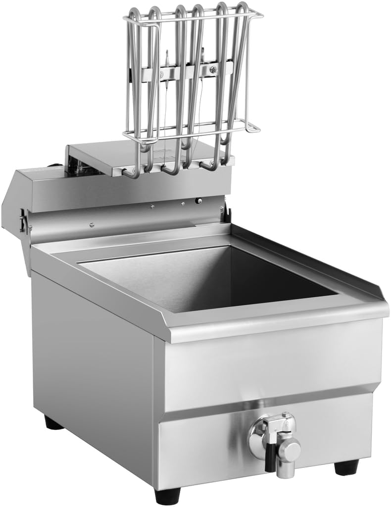 Royal Catering Kommerzielle Fritteuse Kapazität 16 l 6000 W 400 V 50-200 °C Kaltzone Ablasshahn auto