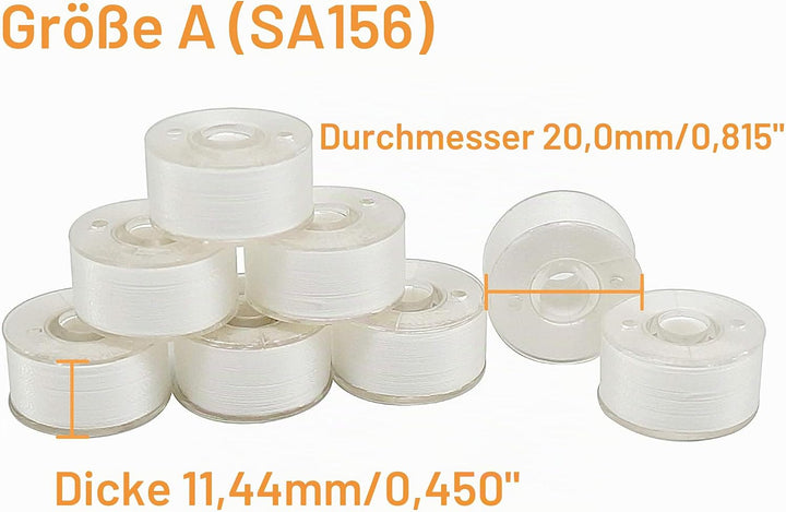 New brothread 144pcs Weiss 70D/2 (60WT) Bobbin Thread Vorgewickelten Spulen Unterfaden Kunststoff Gr