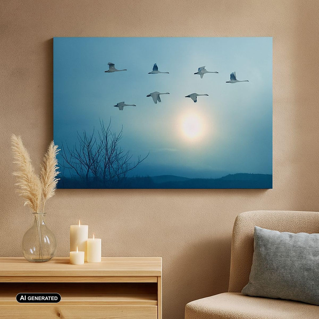 Bilder auf Leinwand Storch Vogel Natur Leinwandbild mit Rahmen 70x50cm Wandbilder Dekoration Wohnzim