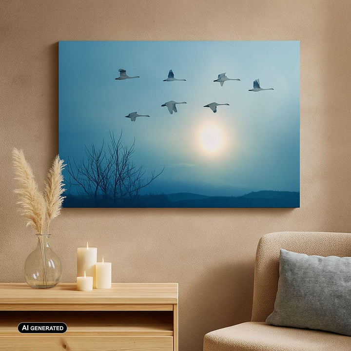 Bilder auf Leinwand Storch Vogel Natur Leinwandbild mit Rahmen 70x50cm Wandbilder Dekoration Wohnzim