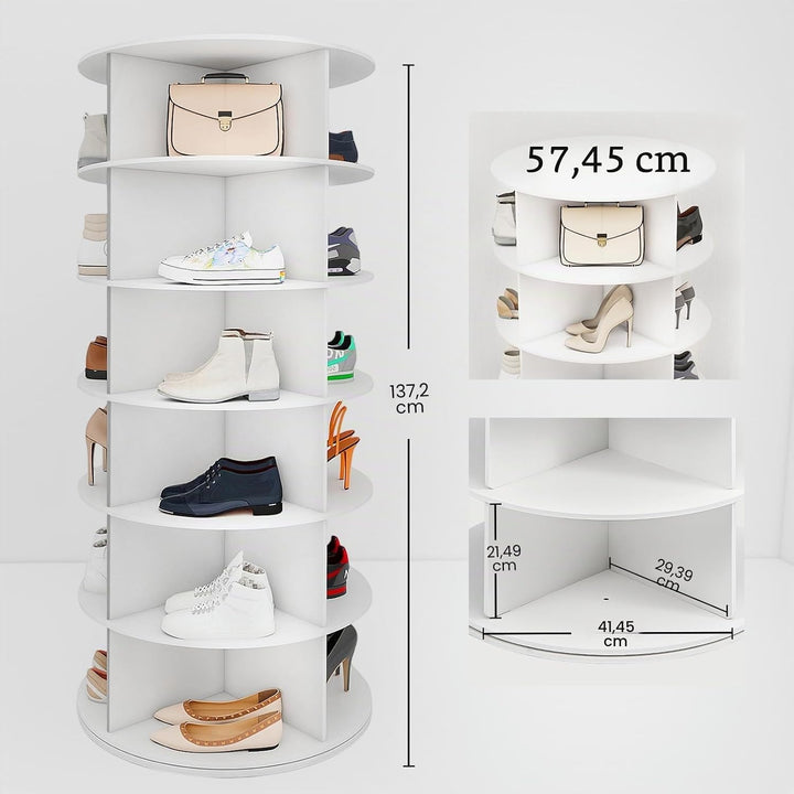 6 Etage Drehbares Schuhschrank, 360-Grad-Schuhregal 24 Paar Aufbewahrung, Rundes Karussell, Vertikal