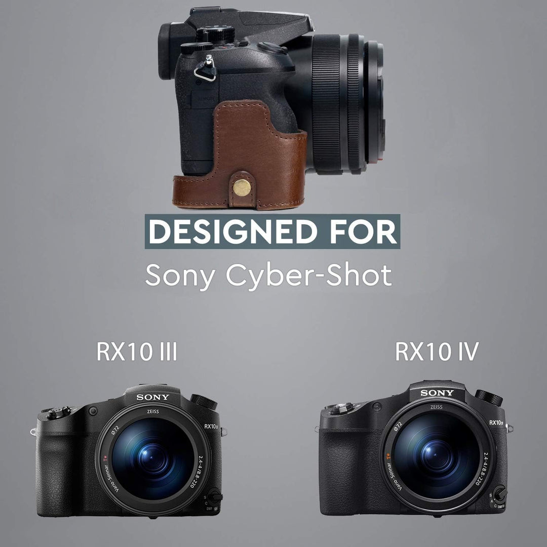 MegaGear Sony Cyber-Shot DSC-RX10 IV, DSC-RX10 III Ever Ready Leder Kamera-Case mit Trageriemen und