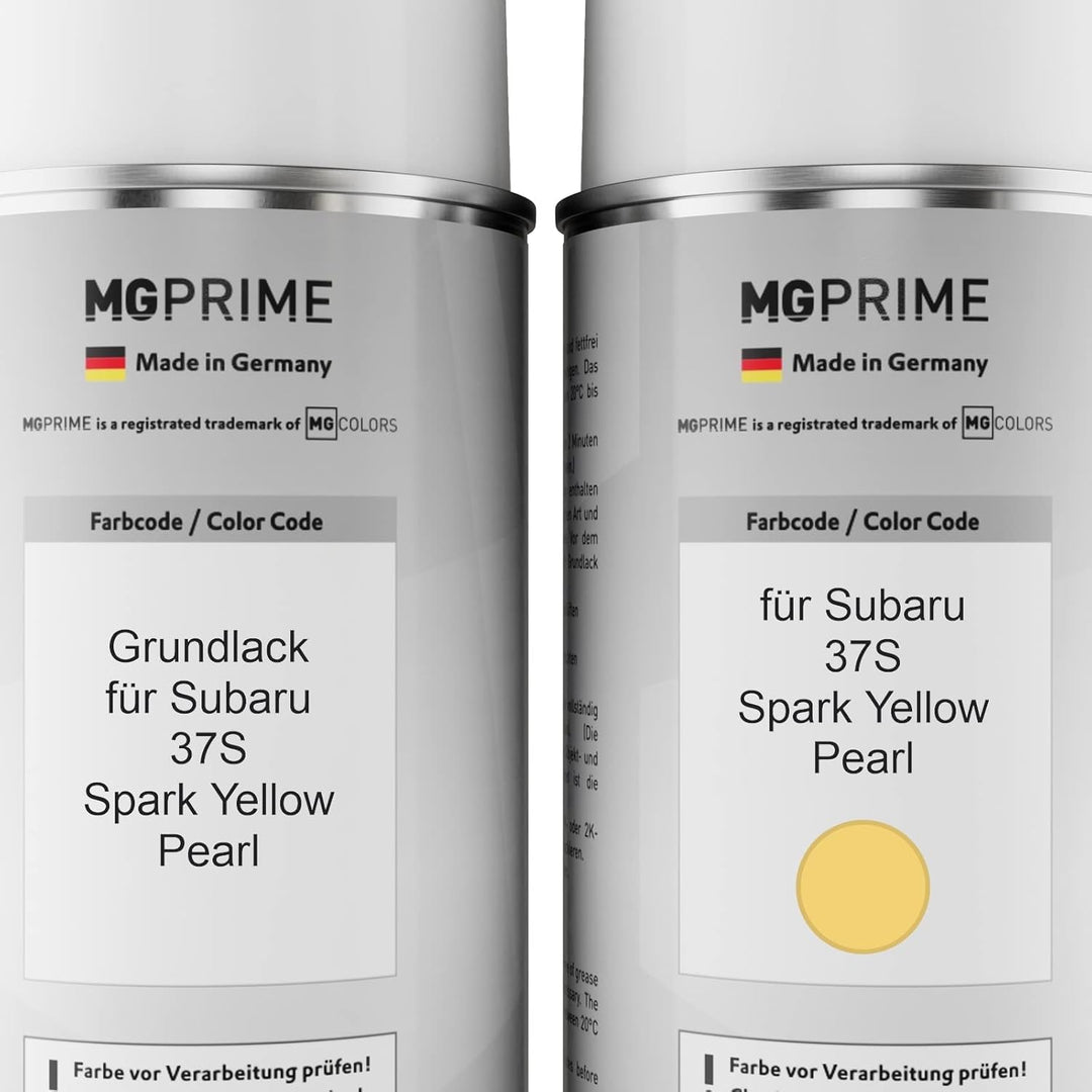 MG PRIME Autolack Sprühdosen Set für Subaru 37S Spark Yellow Pearl Grundlack Basislack Klarlack Spra