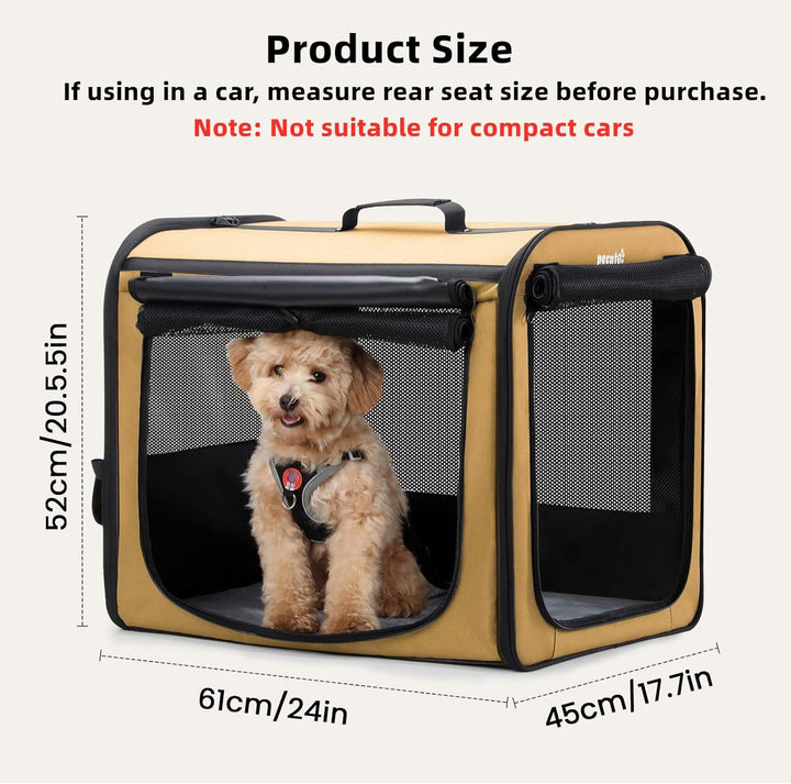 pecute Hundebox Faltbar Hundetransportbox Stabil Auto Transportbox Hund 61 x 52 x 45 cm, Leicht Katz