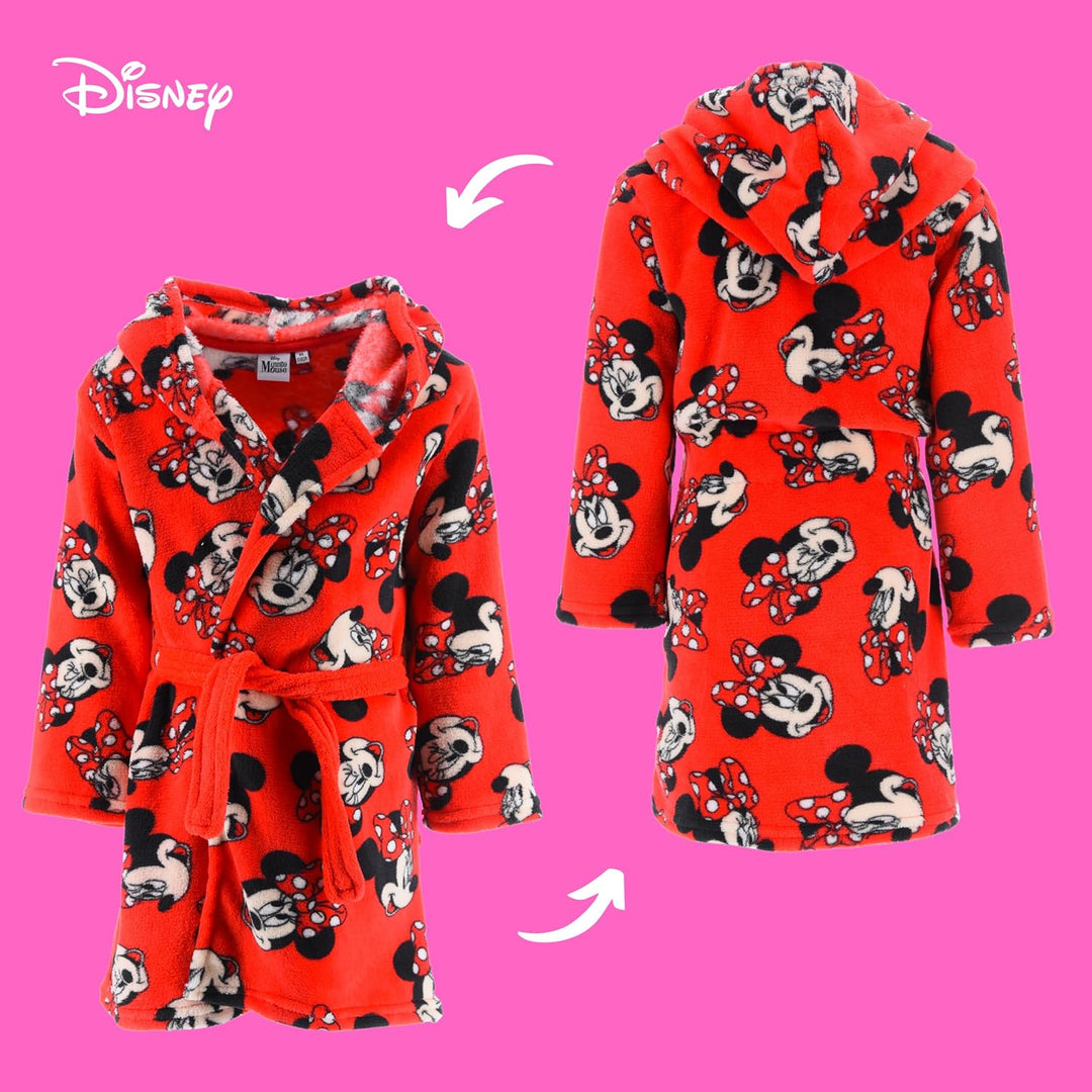 Disney Minnie Mouse Bademantel für Mädchen, Warmer und Weicher Morgenmantel für Kinder, Geschenk für