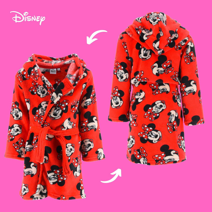 Disney Minnie Mouse Bademantel für Mädchen, Warmer und Weicher Morgenmantel für Kinder, Geschenk für