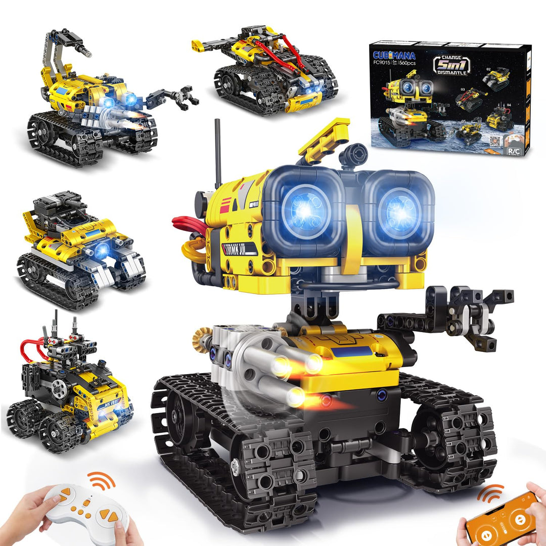Technik Roboter Bauspielzeug für Kinder - 5 in 1 App & Fernsteuerung Technik Spielzeug, Wall Robot/E