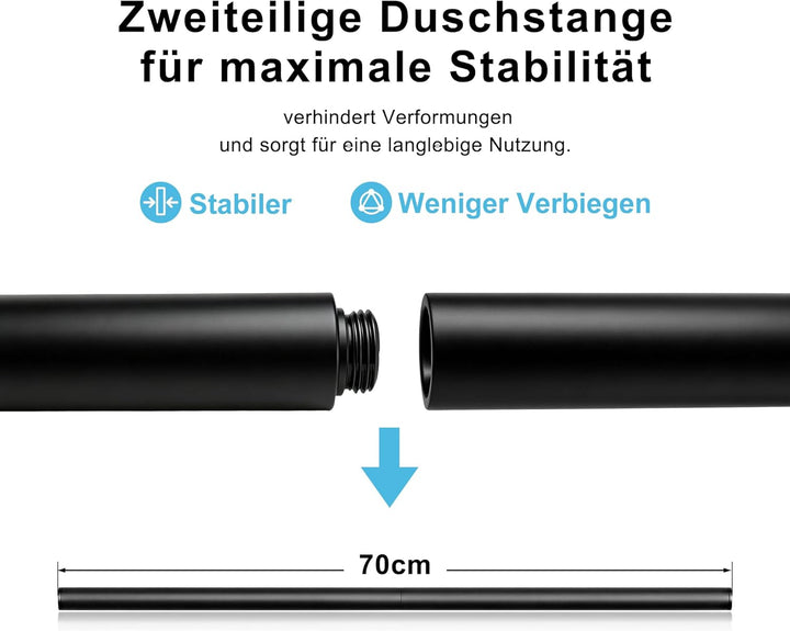 Görbach Duschset Rail Shower kit Handbrause Duschstange Duschablage/Seifenschale Handbrauseschlauch