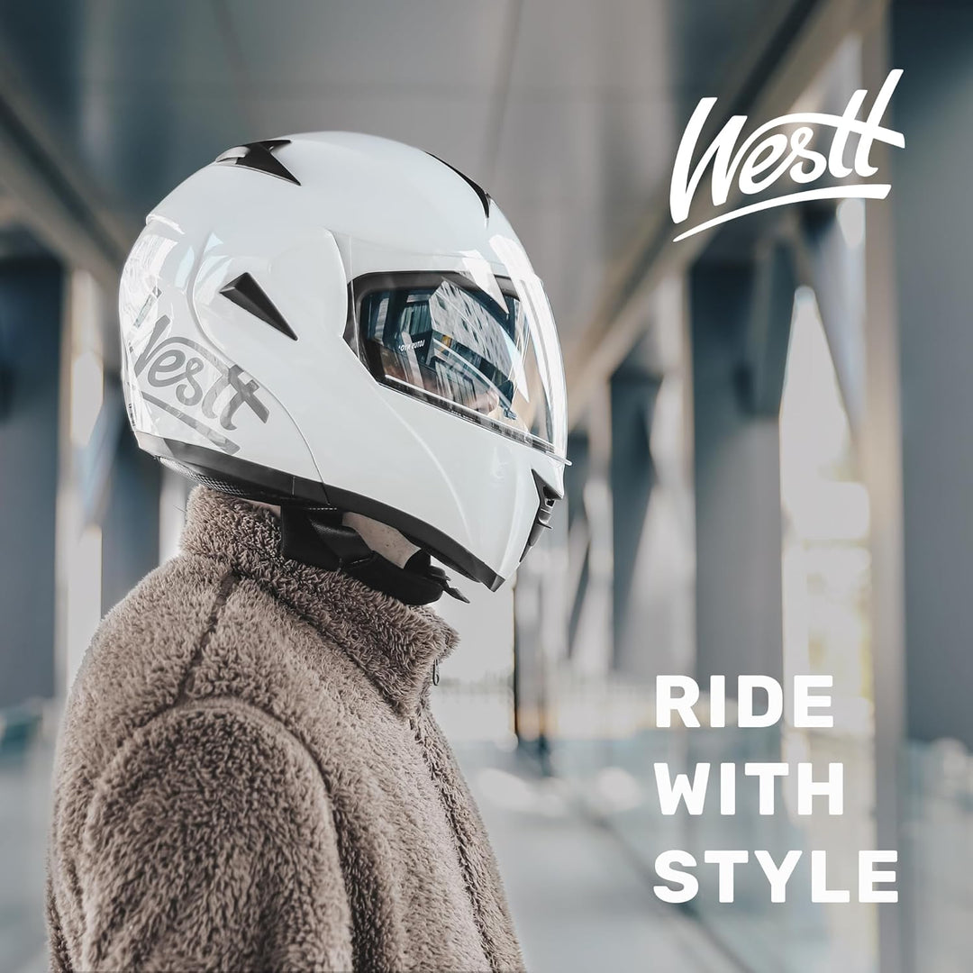 Westt Motorradhelm Herren Damen Integralhelm Klapphelm Flip-up Motorrad Jethelm Chopper Mofa Moped R