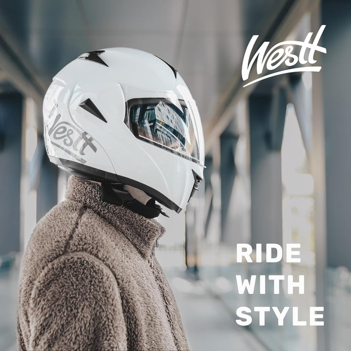 Westt Motorradhelm Herren Damen Integralhelm Klapphelm Flip-up Motorrad Jethelm Chopper Mofa Moped R