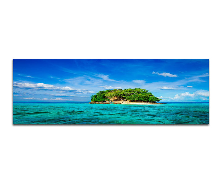 Paul Sinus Art Panoramabild auf Leinwand und Keilrahmen 150x50cm Thailand Meer Insel Boot Wolkenschl