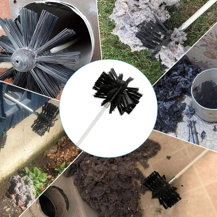 Kaminbürste Stange Set, Durchmesser 100mm, Kaminbürste enthält 9 Flexible Stangen 410mm und 2 Bürste